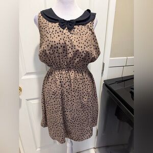 Darimeya Brown Collared Polka Dot Dress